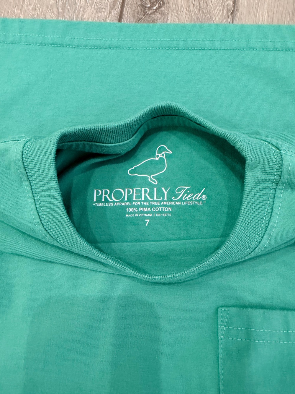 Boy’s Properly Tied brand Green Graphic Football Tee Size 7 - Picture 3 of 3